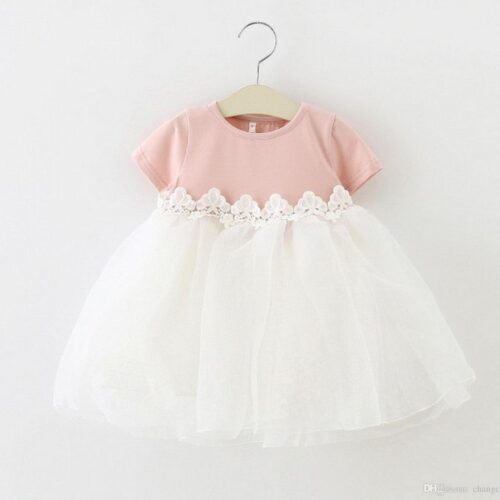 Baby Feestjurk Wit met Rose - Princessenjurk - Maat 56/62 tot 86 (2-18 maanden)