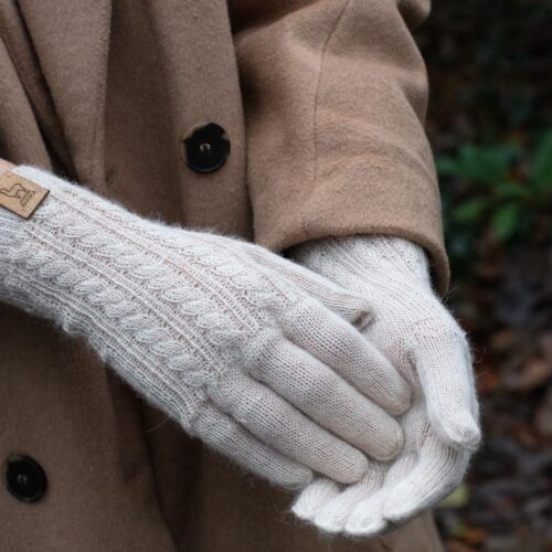 100 % ALPACA wol-Handgemaakte - Warm handschoenen met stijlvol patroon Zand/Beige