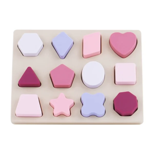 Montessori Baby speelgoed - Educatieve Siliconen Vormenpuzzel - Dusty blauw - Afbeelding 7